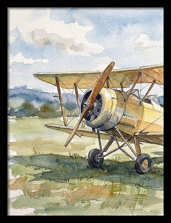 Biplane In Tranquil Landscape