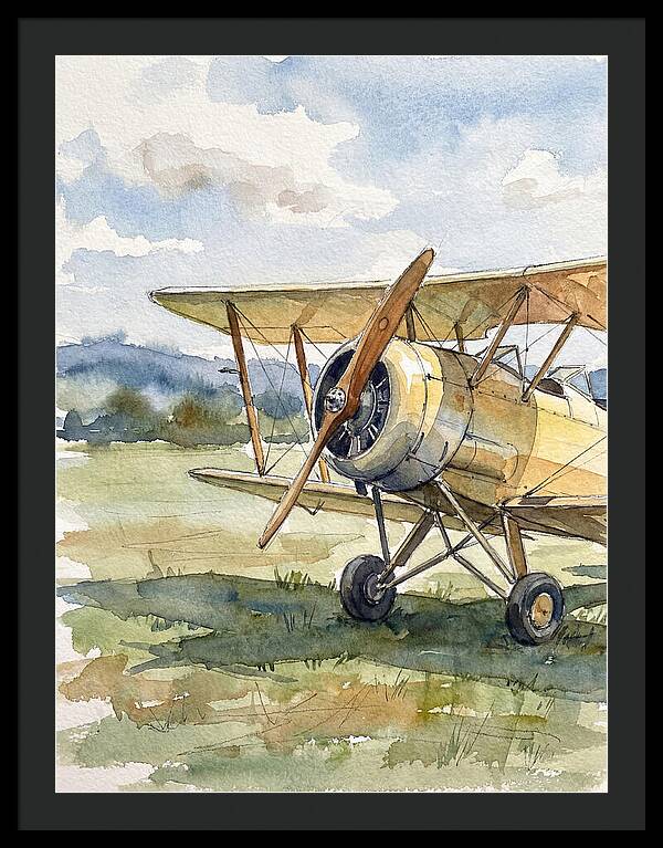 Biplane In Tranquil Landscape