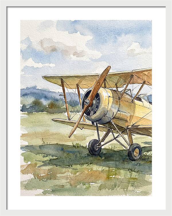 Biplane In Tranquil Landscape