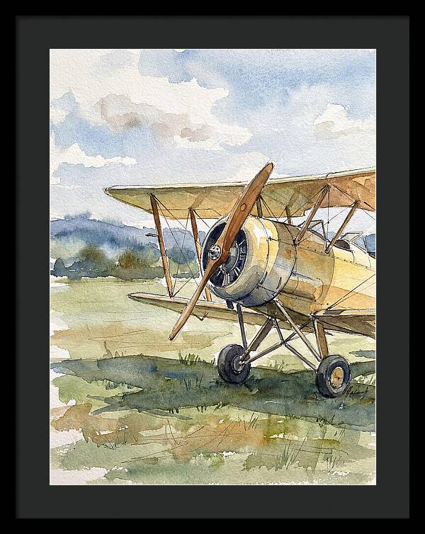 Biplane In Tranquil Landscape