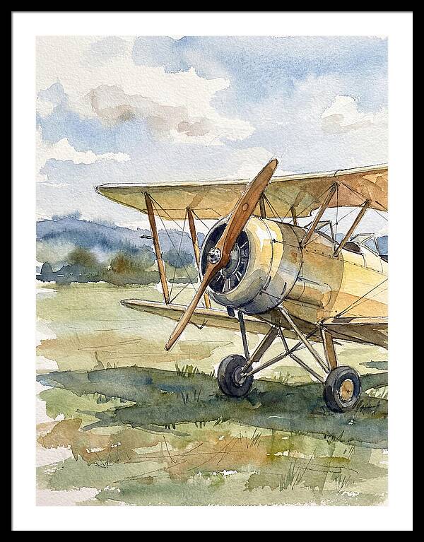 Biplane In Tranquil Landscape