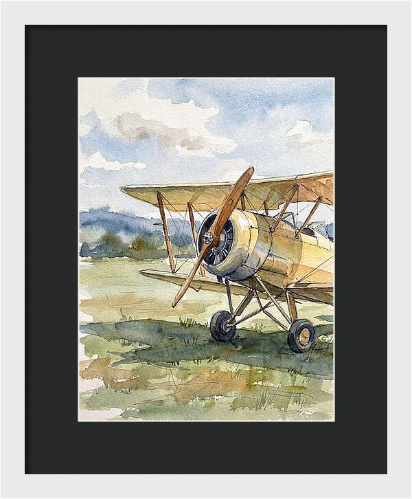 Biplane In Tranquil Landscape