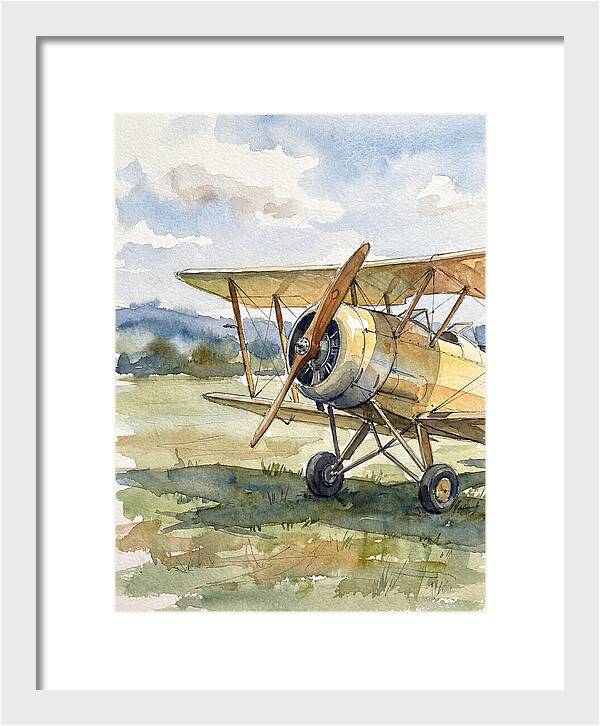 Biplane In Tranquil Landscape