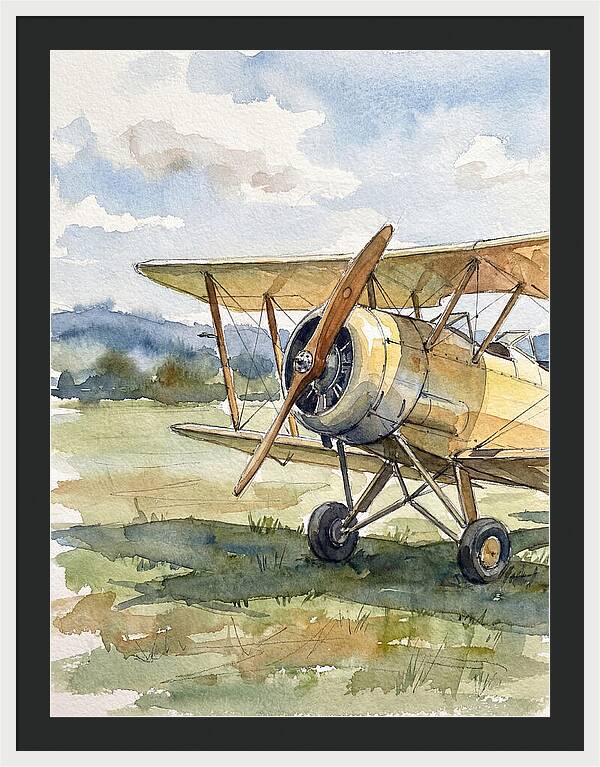 Biplane In Tranquil Landscape