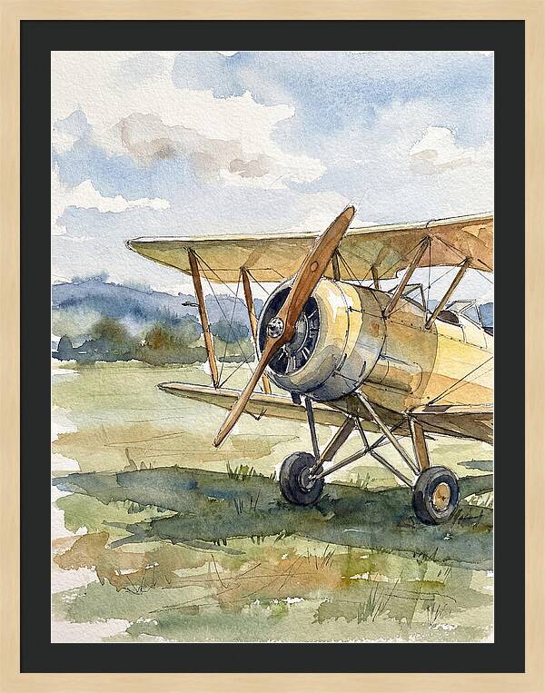 Biplane In Tranquil Landscape
