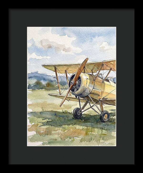 Biplane In Tranquil Landscape
