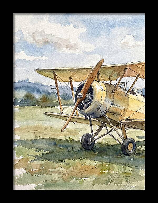 Biplane In Tranquil Landscape
