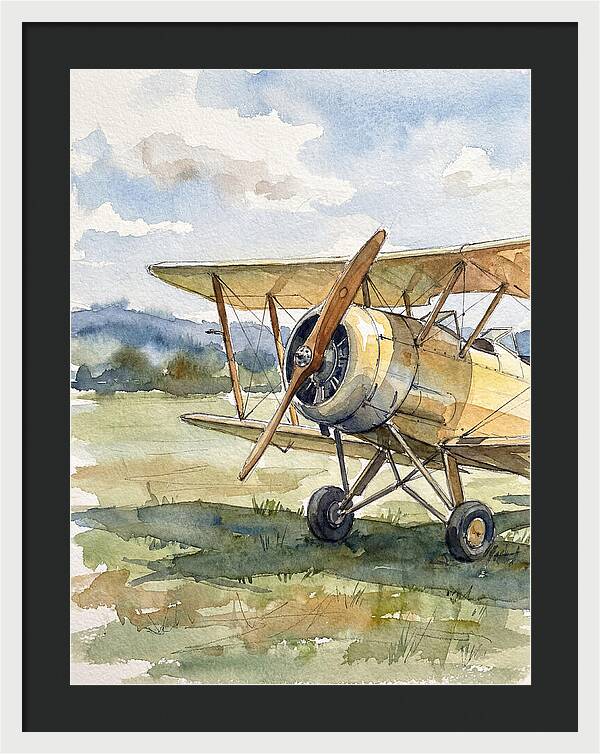 Biplane In Tranquil Landscape