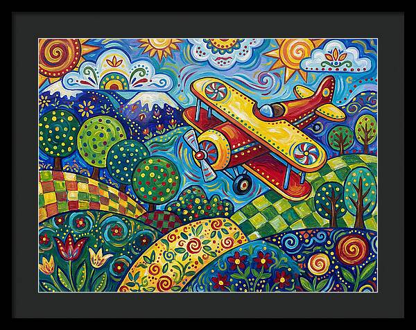 Biplane Over Colorful Landscape