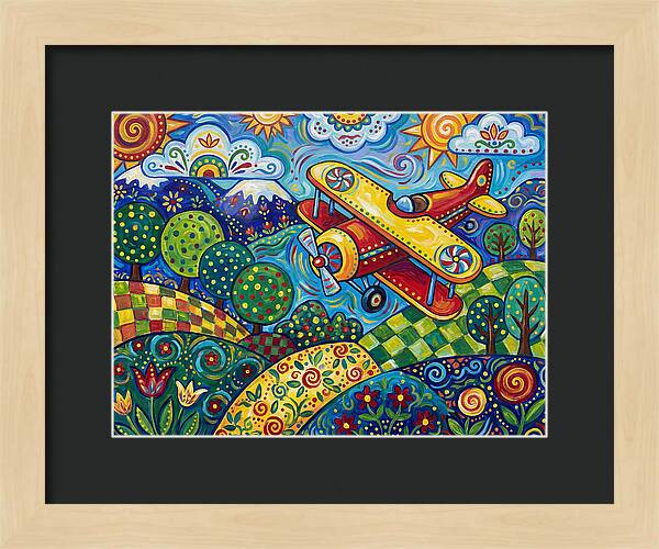 Biplane Over Colorful Landscape