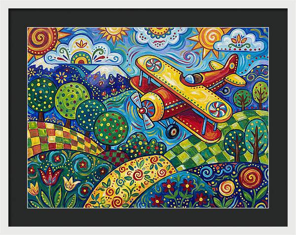 Biplane Over Colorful Landscape