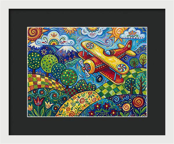 Biplane Over Colorful Landscape
