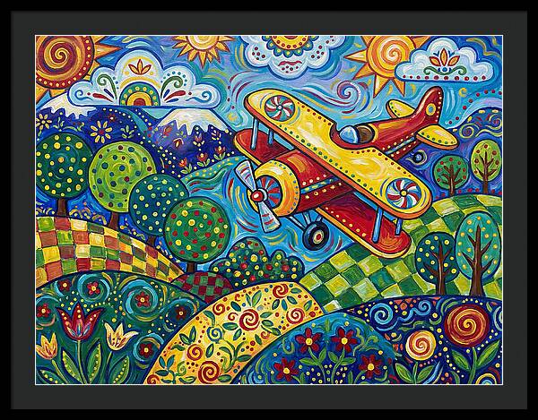 Biplane Over Colorful Landscape