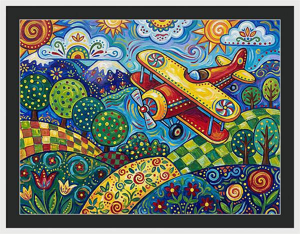 Biplane Over Colorful Landscape