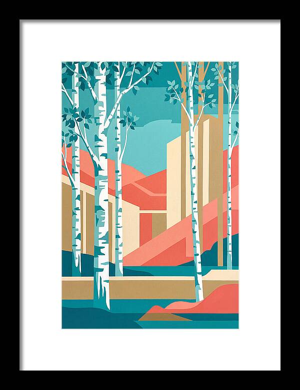 Birch Trees In Abstract Landscape