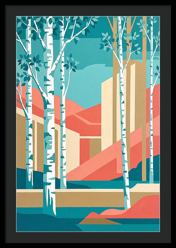 Birch Trees In Abstract Landscape