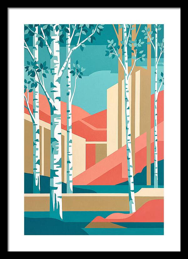 Birch Trees In Abstract Landscape