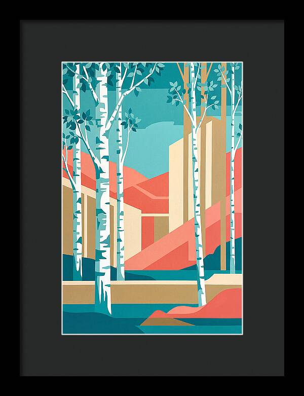 Birch Trees In Abstract Landscape
