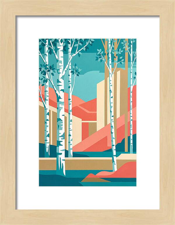 Birch Trees In Abstract Landscape