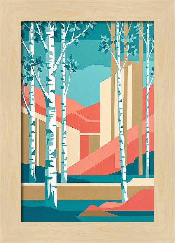 Birch Trees In Abstract Landscape
