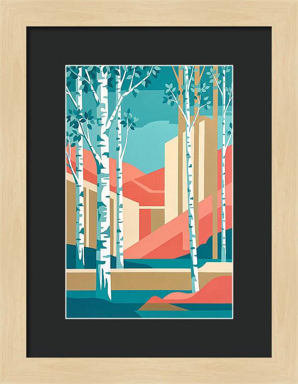 Birch Trees In Abstract Landscape