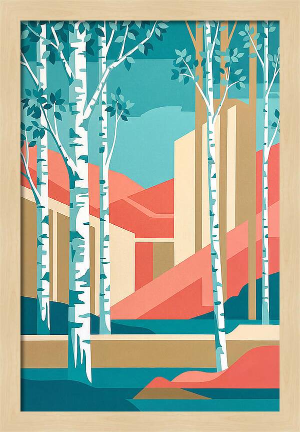 Birch Trees In Abstract Landscape