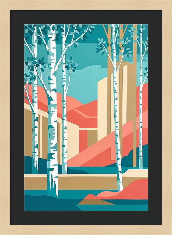 Birch Trees In Abstract Landscape