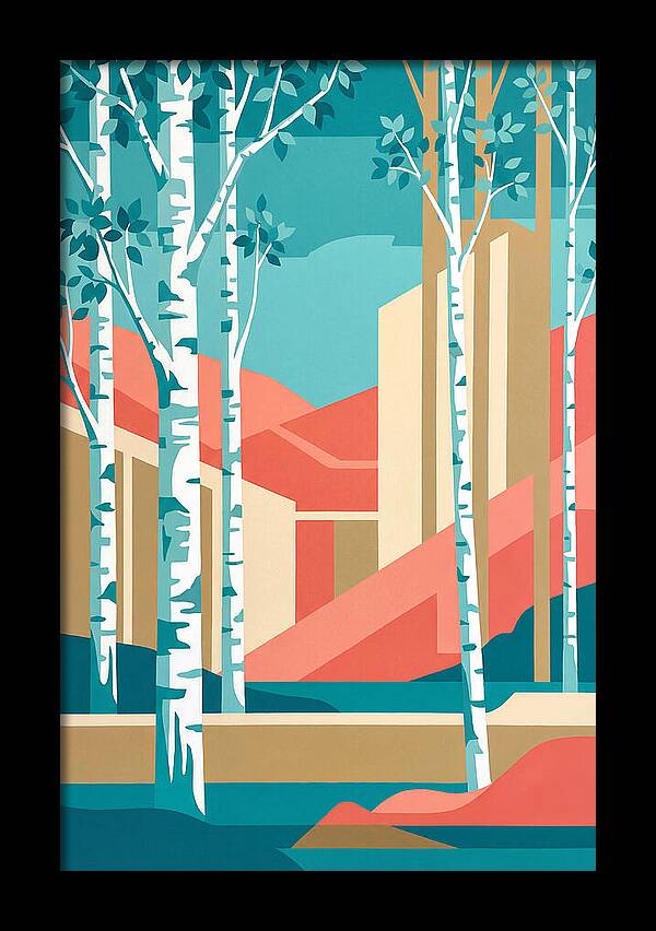 Birch Trees In Abstract Landscape