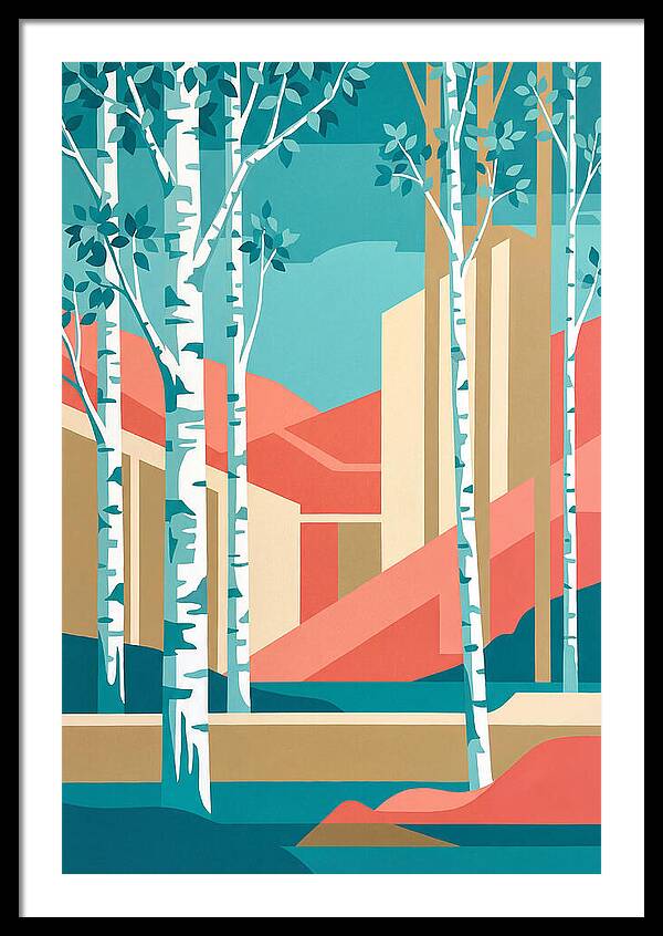 Birch Trees In Abstract Landscape