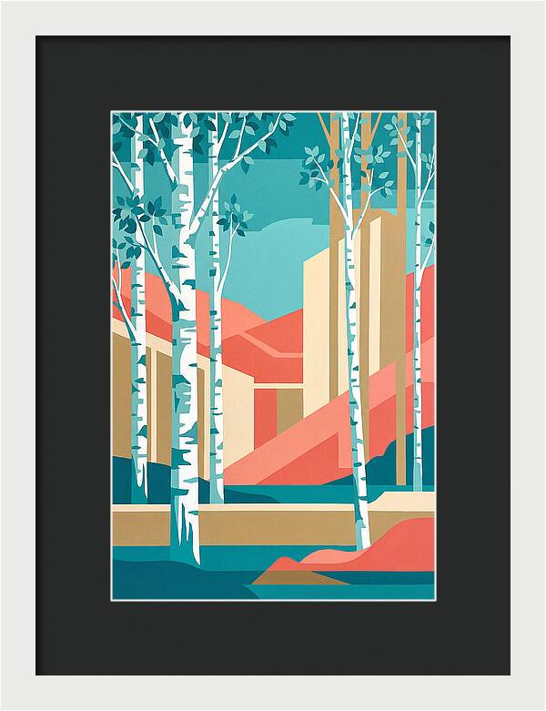 Birch Trees In Abstract Landscape