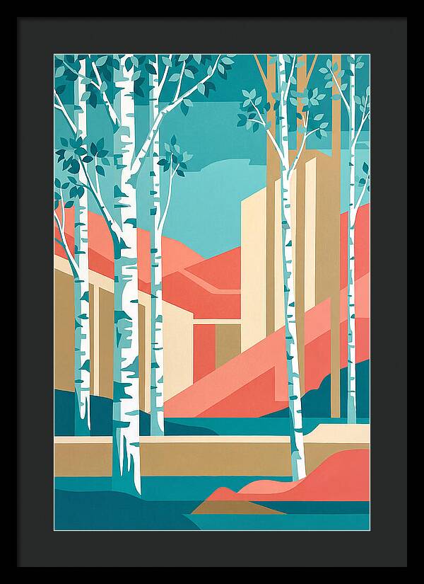 Birch Trees In Abstract Landscape