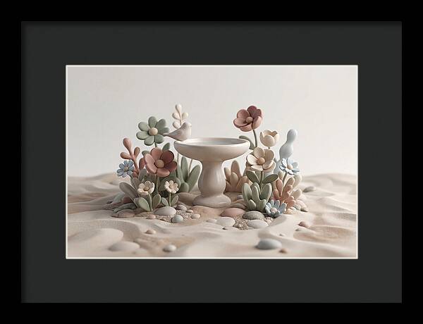 Birdbath Surrounded By Flowers