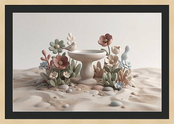 Birdbath Surrounded By Flowers