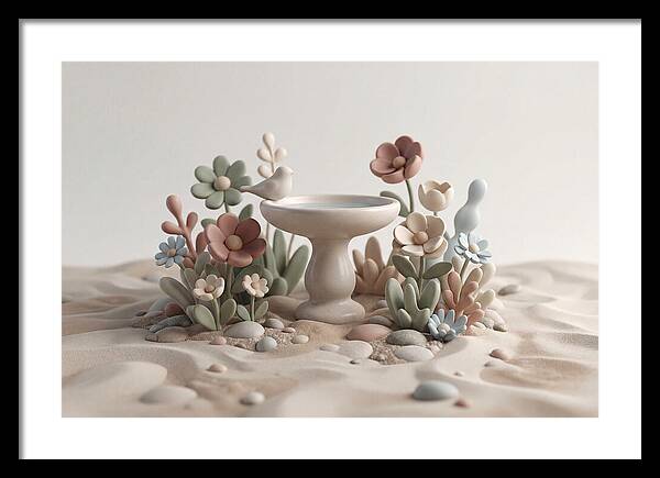 Birdbath Surrounded By Flowers