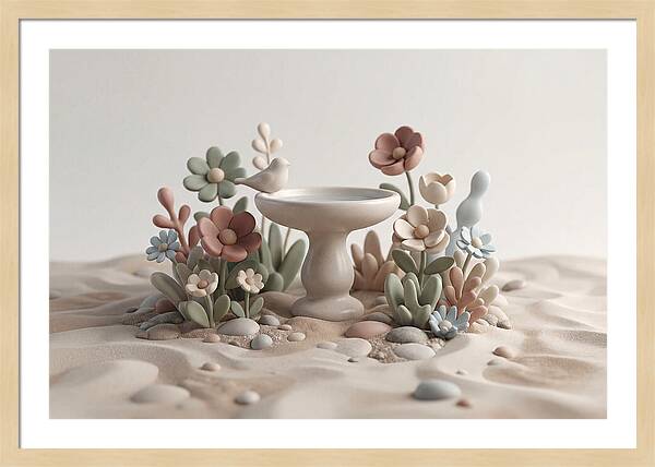 Birdbath Surrounded By Flowers