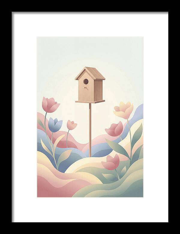 Birdhouse In A Blooming Garden