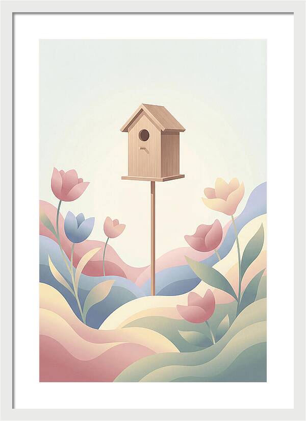 Birdhouse In A Blooming Garden