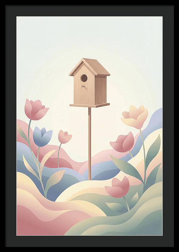 Birdhouse In A Blooming Garden