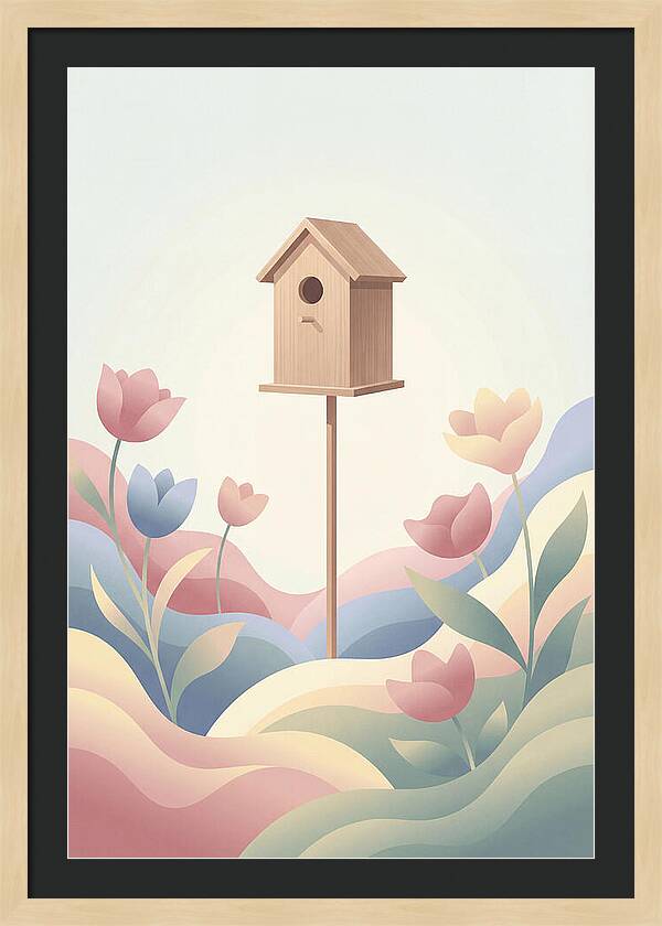 Birdhouse In A Blooming Garden