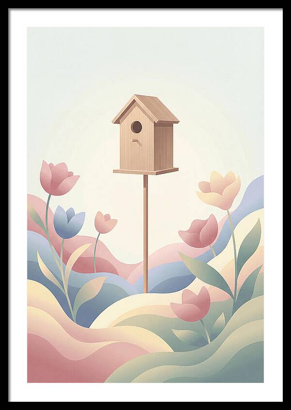 Birdhouse In A Blooming Garden