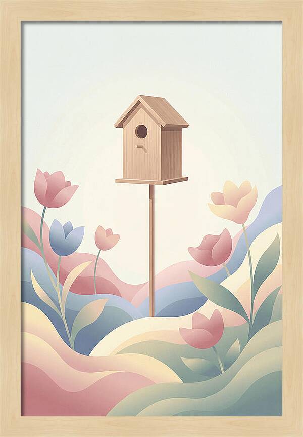 Birdhouse In A Blooming Garden