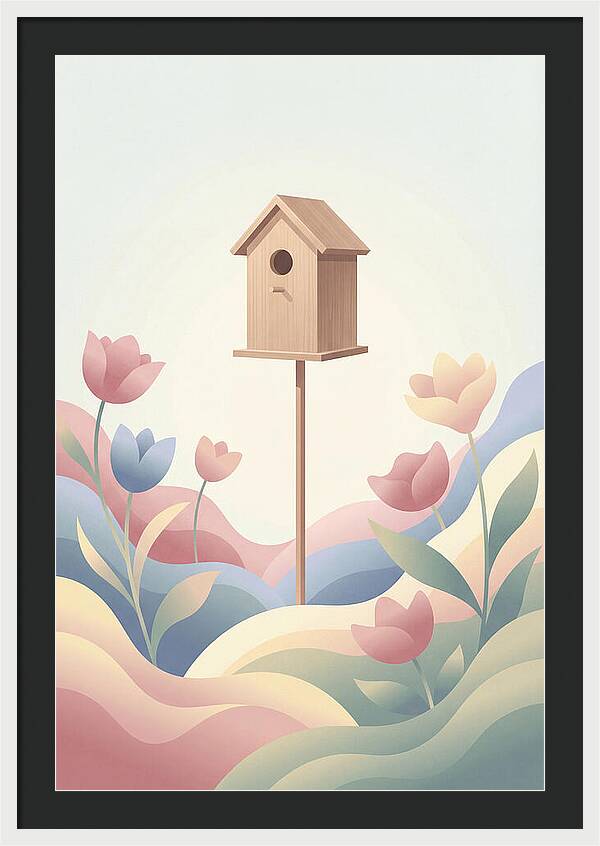 Birdhouse In A Blooming Garden