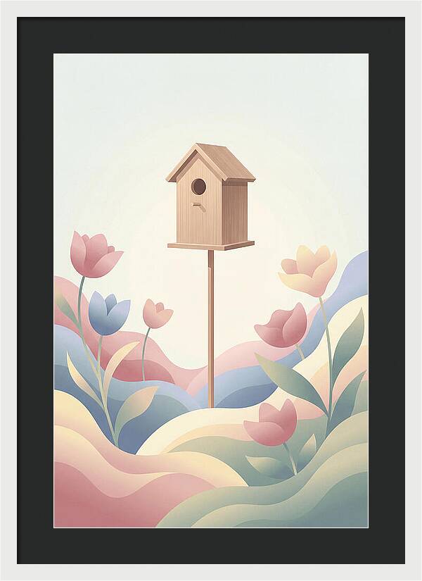 Birdhouse In A Blooming Garden