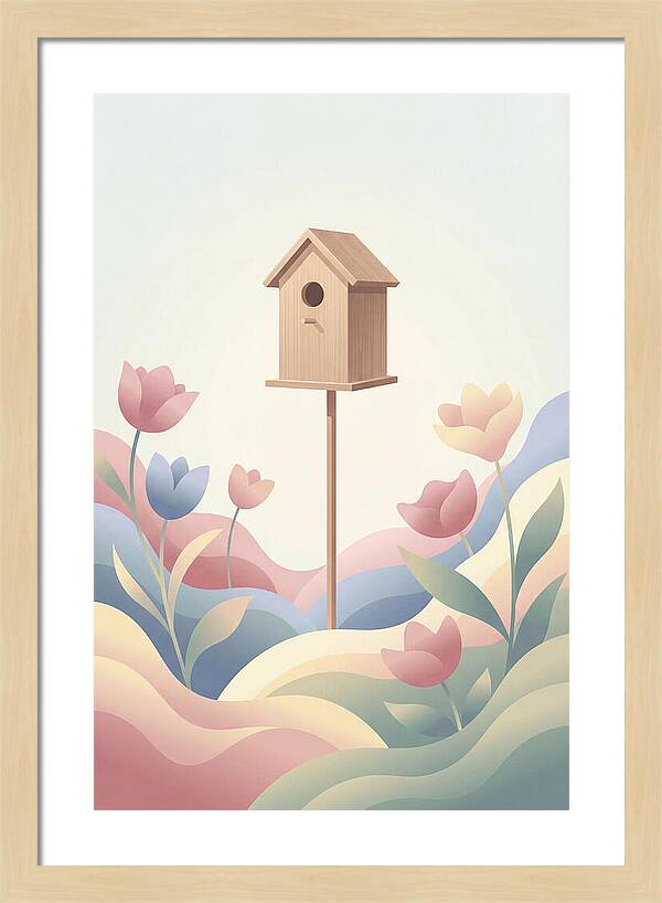 Birdhouse In A Blooming Garden