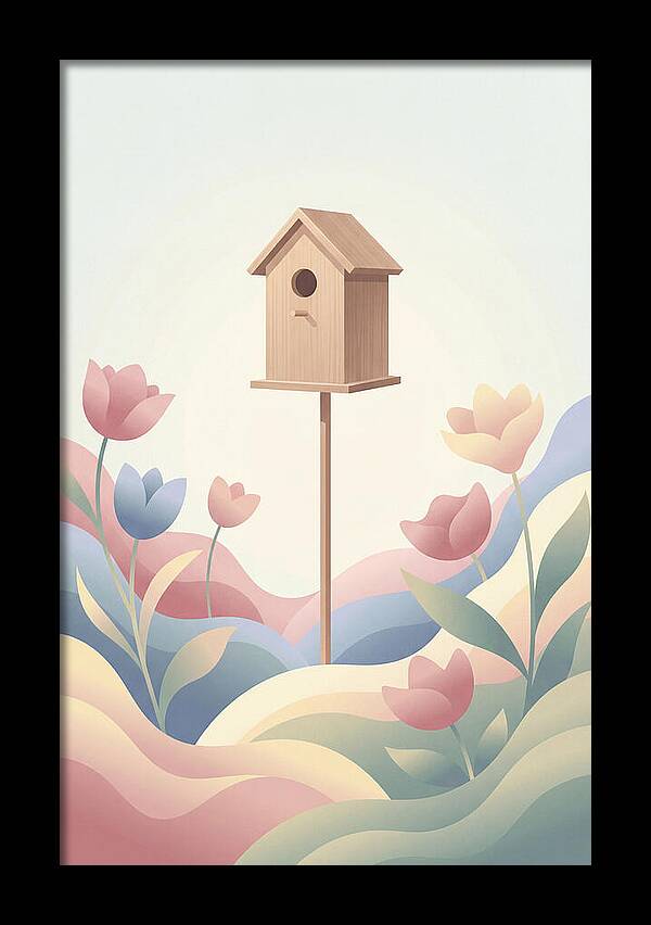 Birdhouse In A Blooming Garden