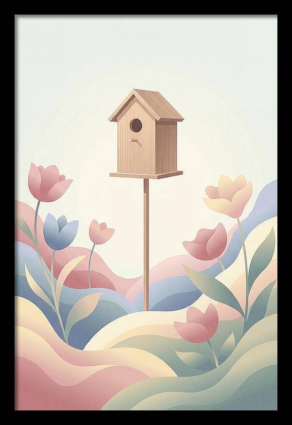 Birdhouse In A Blooming Garden