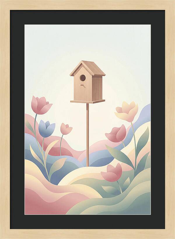 Birdhouse In A Blooming Garden