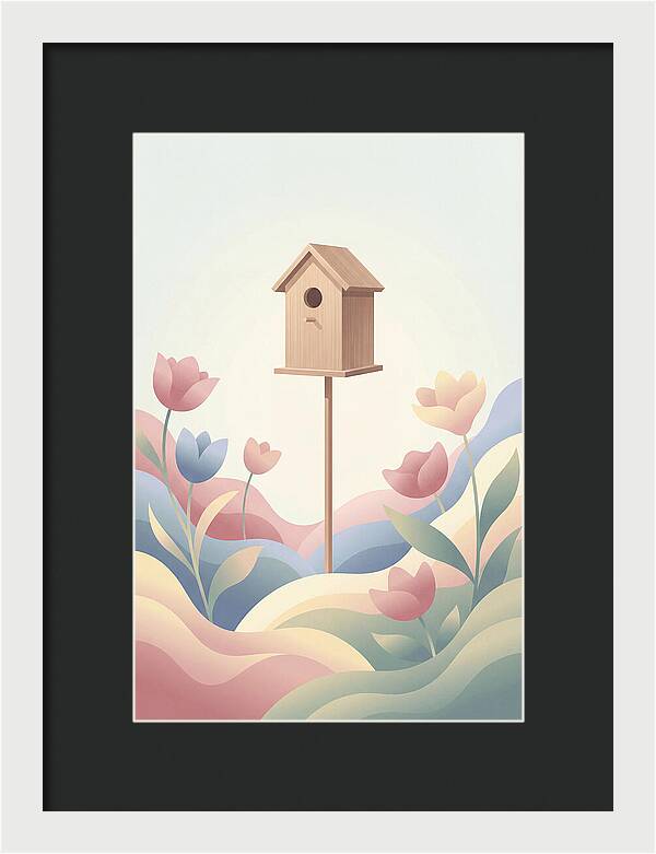 Birdhouse In A Blooming Garden