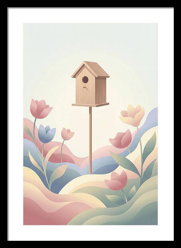 Birdhouse In A Blooming Garden