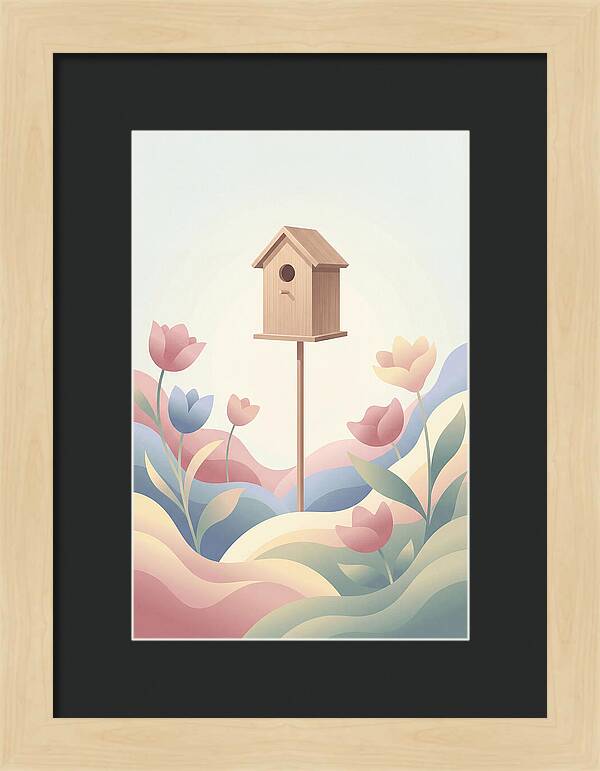 Birdhouse In A Blooming Garden